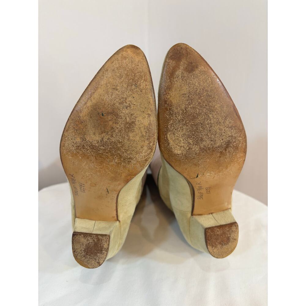 🔥SALE🔥VTG Maud Frizon 70’s/80’s Suede Boot 1.5” Heel Beige/Green French Designer - Picture 11 of 16